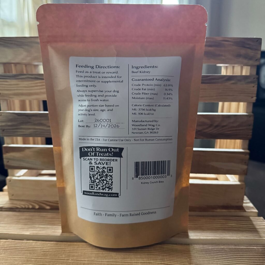 Kidney Crunch Bites - 100% Dehydrated Beef Kidney Dog Treats (4oz) | Grass-Fed Grain-Finished | Single-Ingredient