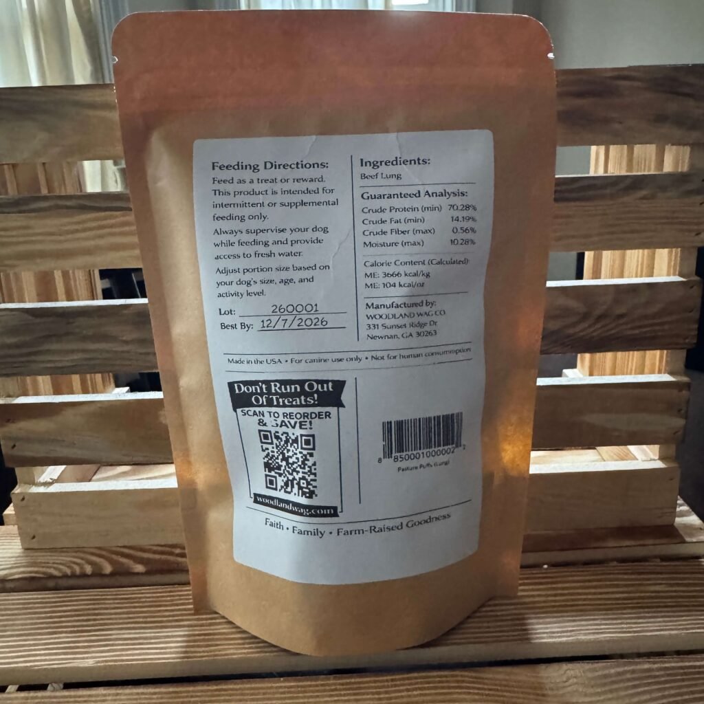 Pasture Puffs - 100% Dehydrated Beef Lung Dog Treats (2oz) | Single-Ingredient, USA Made